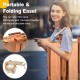 Tripod folding wooden easel with sketch box, made of beech wood, portable design with leather strap for easy transport.