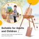 Tripod folding wooden easel with sketch box, adjustable height 53-87cm, ideal for adults and children painting indoors.