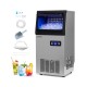Stainless steel commercial ice maker producing 110 lbs of ice daily, featuring a see-through door and intuitive control.