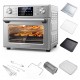 Stainless steel countertop convection oven with 26 QT capacity, 14 cooking modes, and included accessories for.