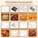 Complete accessory set for stainless steel convection oven, including rotisserie fork, baking tray, and air fry basket.