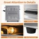 Close-up of the stainless steel countertop convection oven showing the hot air outlet and non-slip foot pads for.