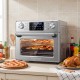 Stainless steel countertop convection oven with 26 QT capacity, featuring 14 cooking modes for versatile meal.