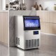 Stainless steel ice maker with blue interior lights, 30 lbs storage capacity, and efficient 80 lbs daily output for.