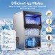 Stainless steel spray ice maker with clear ice cubes, producing 80 lbs daily and 30 lbs storage for drinks.