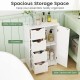 Standing indoor wooden cabinet with four drawers and a door, featuring a white finish for stylish storage in any room.