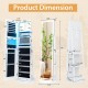 Standing jewelry cabinet with adjustable LED lights, featuring a full-length mirror and ample storage for jewelry and.