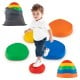 Colorful non-slip balance stones for kids, ideal for play and coordination, with a convenient storage bag included.