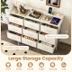 Storage organizer with 9 fabric drawers and spacious countertop, ideal for bedroom storage and TV display.
