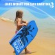 Bright blue lightweight bodyboard with palm design, perfect for beach fun and easy carrying during water sports.