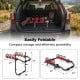 Trunk mount 3-bike rack with anti-sway straps, foldable design, and soft padding for SUVs, supporting up to 110 lbs.