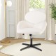 Swivel cross-legged chair in white with fluffy teddy fabric, adjustable height, and rocking function for versatile.