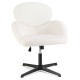 Swivel cross-legged chair in white with adjustable height, rocking function, and soft teddy fabric for comfort.