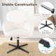 Swivel cross-legged chair in white with fluffy teddy fabric, adjustable height, and sturdy metal base for home office.
