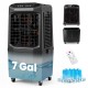 Evaporative air cooler in black with 4 reusable ice packs, offering efficient cooling and 3 fan speeds for customized.