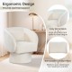 Beige swivel accent chair with ergonomic curved back and removable lumbar pillow for optimal comfort and support.