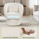 Beige swivel accent chair with ergonomic curved back, removable lumbar pillow, and high-density sponge for comfort.