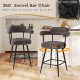 360° swivel bar chair with curved back and arms in grey, featuring a premium boucle cover and sturdy metal frame for.