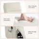 Close-up of the beige swivel rocking chair's soft foam upholstery and side storage pocket for added convenience.