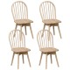 Set of 4 Swivel Windsor dining chairs in natural rubber wood, featuring a spindle back for comfort and farmhouse style.