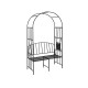 Steel garden arch with 2-seat bench, 45.5" x 20" x 81", durable rustproof design for climbing plants and relaxation.