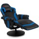 Ergonomic high back massage gaming chair in blue with adjustable footrest and 4 massage points for ultimate comfort.