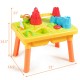 Colorful sand and water play table for kids with castle molds, made of eco-friendly PP material, perfect for indoor and.