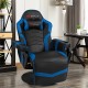 Ergonomic high back massage gaming chair in blue with adjustable backrest, 4 massage points, and cup holder for comfort.