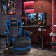 Ergonomic high back massage gaming chair in blue with adjustable features, perfect for gaming or working comfort.