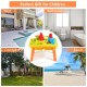 Bright yellow sand and water play table for kids with molds, perfect for indoor and outdoor fun and creativity.