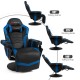 Ergonomic high back massage gaming chair in blue, featuring adjustable backrest, 4 massage points, and swivel base for.