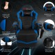 Ergonomic high back gaming chair in blue with massage function, adjustable backrest, and cup holder for ultimate.