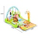 4-in-1 baby play gym mat with colorful animal patterns and 3 hanging educational toys for cognitive development.