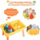 Yellow 2-in-1 sand and water play table for kids with molds, perfect for indoor and outdoor fun and creativity.