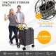 Folding rolling shopping cart with waterproof liner, 32-gallon capacity, and extra back basket for versatile storage.