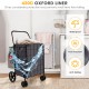 Folding rolling shopping cart in black with waterproof liner, featuring a durable metal frame and ample storage for.