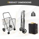 Folding rolling shopping cart with waterproof liner, featuring a heavy-duty metal frame and ample storage for groceries.