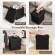 Upholstered square footstool in black PVC leather, versatile as a storage box, side table, or additional seat.