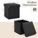 Upholstered square footstool in black with PVC leather surface, featuring dimensions for storage and comfort in any.