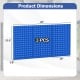 Navy wall-mounted pegboard kit dimensions showing three 16" x 23.5" boards for garage organization and tool storage.