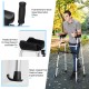 Folding height adjustable walking frame with armrest support, featuring foamed grip and padded armrests for stability.