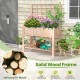 Elevated wooden planter box with trellis, made of fir wood, perfect for growing climbing plants and storing tools.