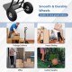 P-handle hand truck with foldable load plate, heavy-duty metal, smooth wheels for package delivery and moving tasks.