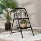 2-step ladder with a heavy-duty metal frame, anti-slip pedals, and compact design, ideal for home and office use.