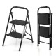 2-step ladder with wide anti-slip pedals, heavy-duty metal frame, compact folding design for easy storage and.