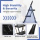 Portable folding 2-step ladder with anti-slip pedals and safety lock, ideal for versatile use and enhanced stability.