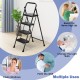 Portable folding 4-step ladder stool in black with anti-slip pedals, ideal for reaching high areas and versatile tasks.