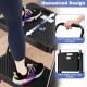 Portable folding 4-step ladder stool with wide anti-slip pedals and foam-wrapped handle for safe use.