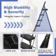 Portable folding 4-step ladder stool with anti-slip pedals and triangular support for enhanced stability and safety.