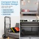 Folding shopping cart in black with dual storage baskets, compact design for easy storage under sofa or in trunk.